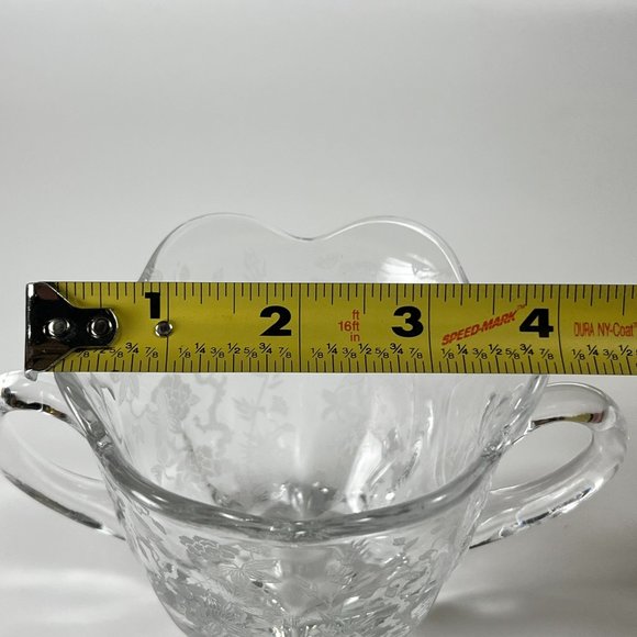 Vtg Duncan Miller Sugar Bowl Canterbury Line Etched Glass Floral Collectible - Picture 10 of 10